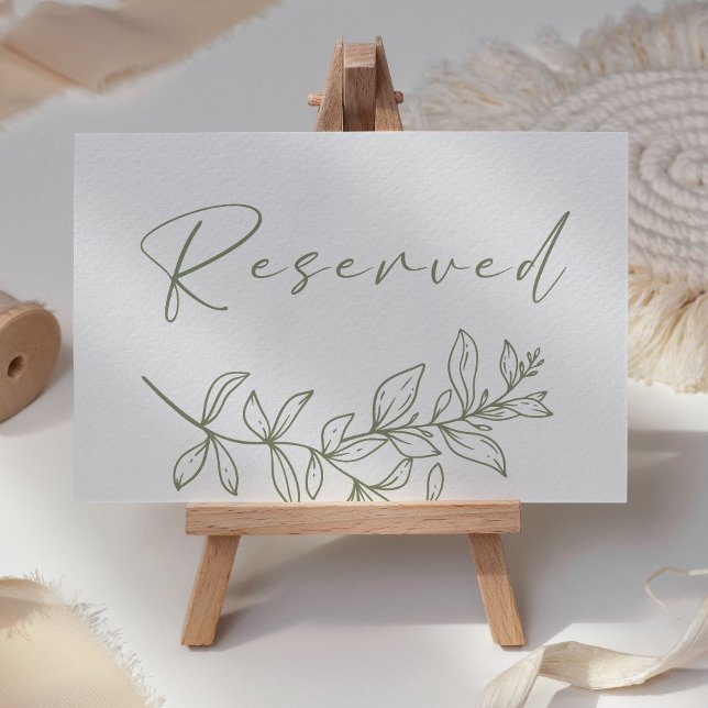 Sage Boho Flower Wedding Reserved Place Card (Creator Uploaded)