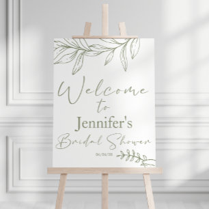Sage Boho Flowers Elegant Bridal Shower Wedding Poster