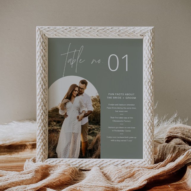 SAGE Boho Photo Table Number with Fun Facts 8x10 Poster (Creator Uploaded)