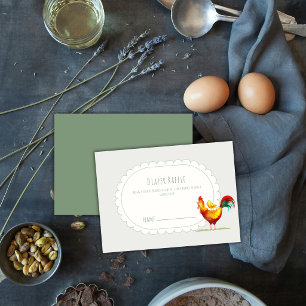 Sage Boho Rooster Chick Diaper Raffle Baby Shower Enclosure Card