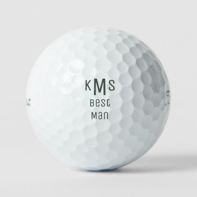 Sage Bold Font Best Man Monogram Titleist Pro V1 Golf Balls (Front)