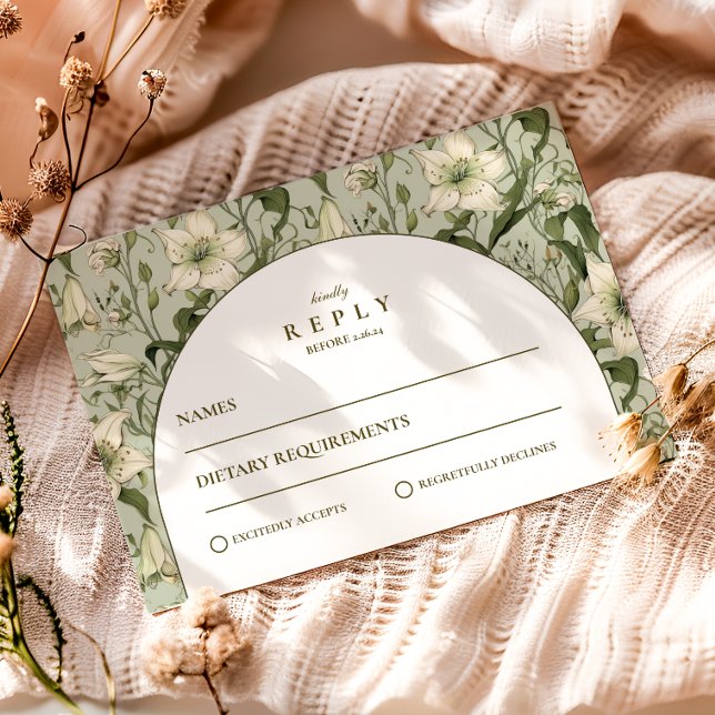 Sage Botanical Arch Elegant Wedding RSVP Card (Creator Uploaded)
