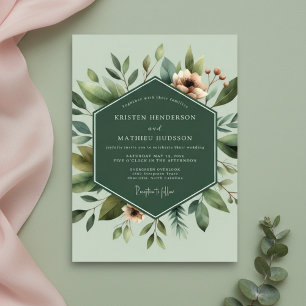 Sage Botanical Bloom Wedding Invitation