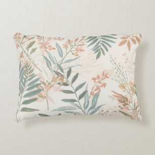 Sage Botanical Blush Leaf Watercolor Pattern Decorative Cushion