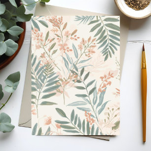 Sage Botanical Blush Leaf Watercolor Pattern Postcard