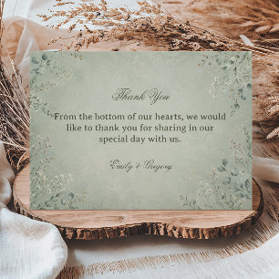 Sage Botanical Elegant Thank You Card