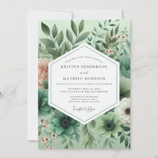 Sage Botanical Ethereal Wedding Invitation (Front)