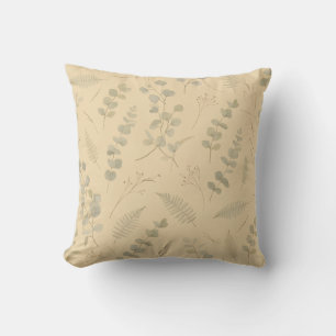 Sage Botanical Eucalyptus Pressed Flower Minimalis Cushion