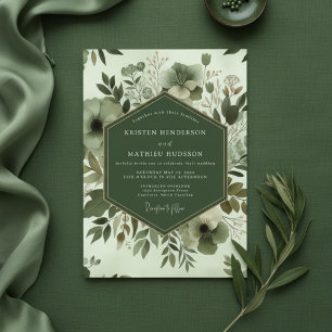 Sage Botanical Whimsy Wedding Invitation