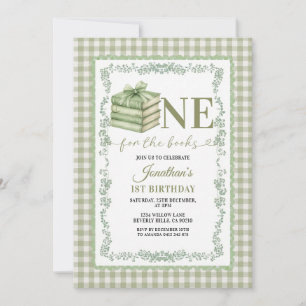 Sage Bow Coquette One for the book 1st birthday Invitation