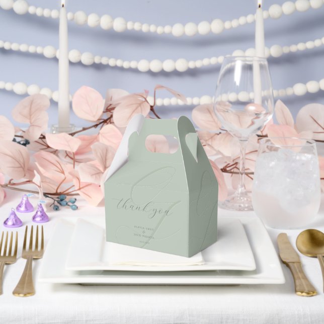 Sage Bride Groom Initials Faux Embossed Favour Box (Wedding)