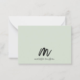 Sage Brush Painted Style Monogram Script Name Card