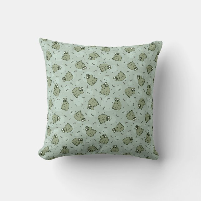 Sage Bubble Frogs - laurel green kids pattern. Cushion (Front)