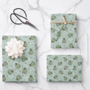Sage Bubble Frogs - laurel green kids pattern. Wrapping Paper Sheet
