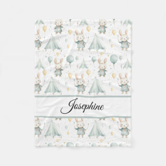 Sage Bunny Dreams Personalised Baby Fleece Blanket