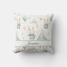 Sage Bunny Dreams Personalised  Throw Pillow