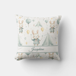 Sage Bunny Dreams Personalised  Throw Pillow