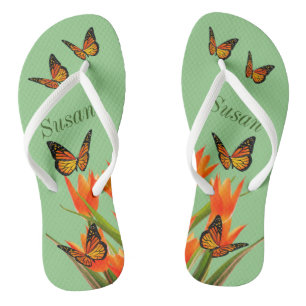 Sage Butterflies Pair of Flip Flops