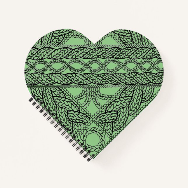 SAGE CABLE KNIT Heart Spiral Notebook  (Front)