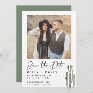 Sage Cactus Succulent Photo Save The Date Card
