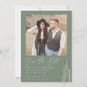 Sage Cactus Succulent Save The Date Card