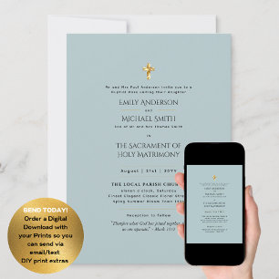 Sage  Catholic Nuptial Mass Wedding Invitation