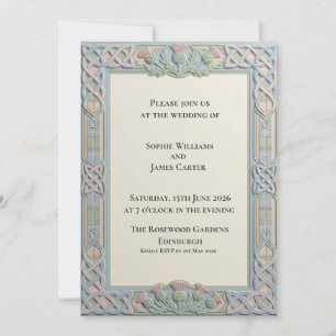 Sage Celtic Thistle Wedding Invitation