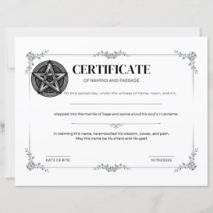 Sage Certificate of Naming and Passage 