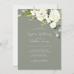 Sage Champagne Floral Wedding Invitation