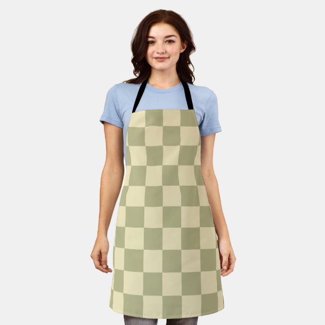 Sage Chequerboard Apron (Worn)