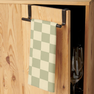 Sage Chequerboard Tea Towel