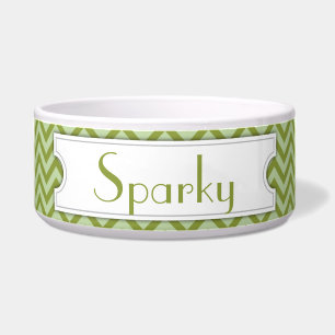Sage Chevron Personalised Pet Bowl