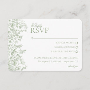 Sage Chinoiserie Floral RSVP Respose Card