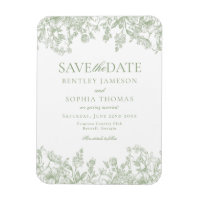 Sage Chinoiserie Vintage Floral Save the Date Card