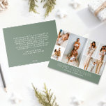 SAGE Christmas Elegant 6 Collage Photo message Holiday Card<br><div class="desc">Share your family’s highlights with this year-in-review Christmas card featuring a simple, minimal, and clean design. The front includes a modern 6-photo collage paired with the festive greeting “Merry Christmas” in an elegant serif font over a soft sage green colour, with space to personalise your family name or the year....</div>