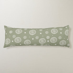 Sage Circles Abstract Circles and Dots in Green Body Cushion