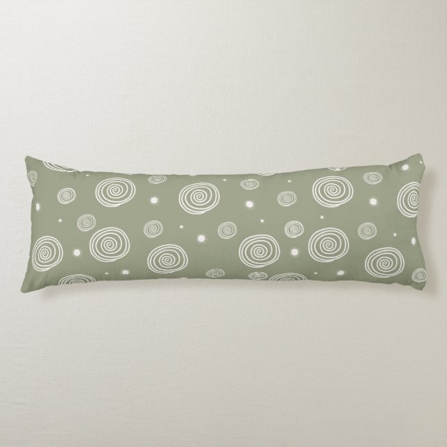 Sage Circles Abstract Circles and Dots in Green Body Cushion (Front)