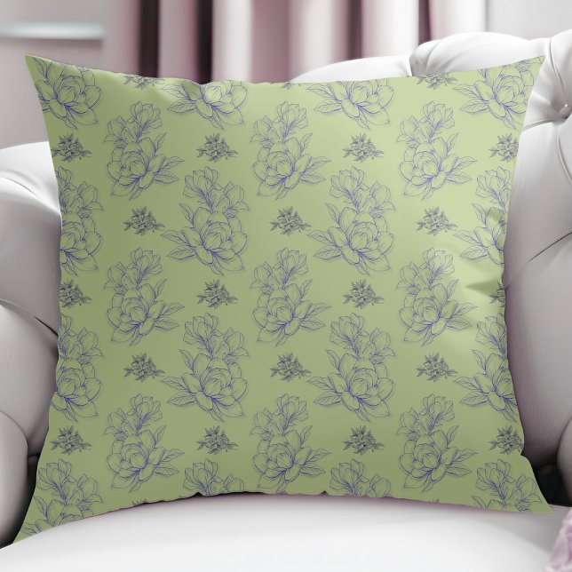 Sage Classic Vintage Simple Flower Pattern  Cushion (Creator Uploaded)