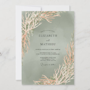 Sage Coastal Branch Eucalyptus Wedding Invitation
