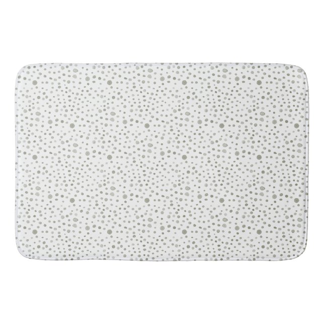 Sage Confetti Watercolor Dots  Bath Mat (Front)