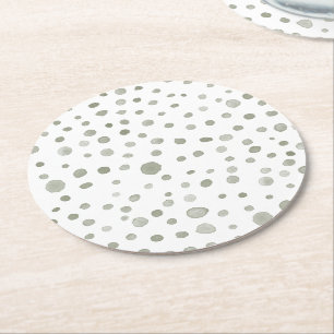 Sage Confetti Watercolor Dots Paper Coaster