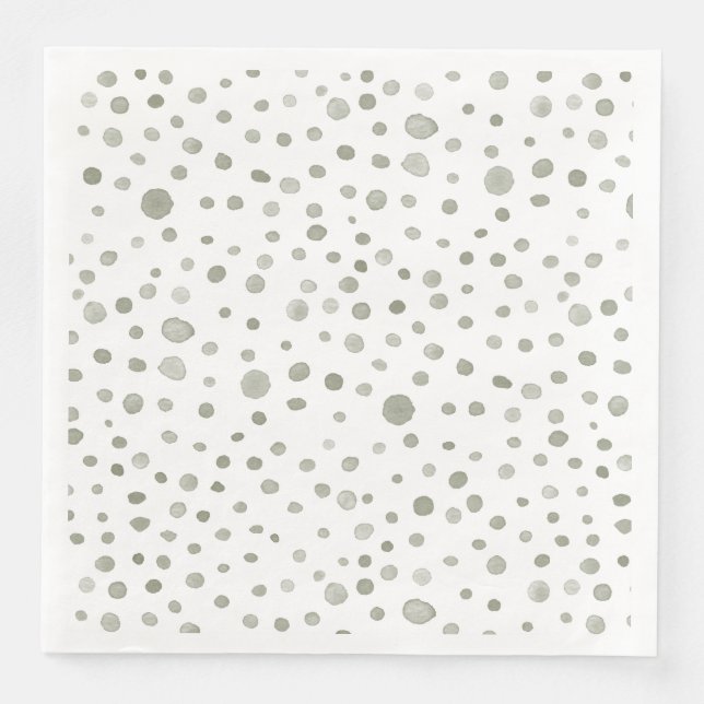 Sage Confetti Watercolor Dots Paper Napkin (Front)