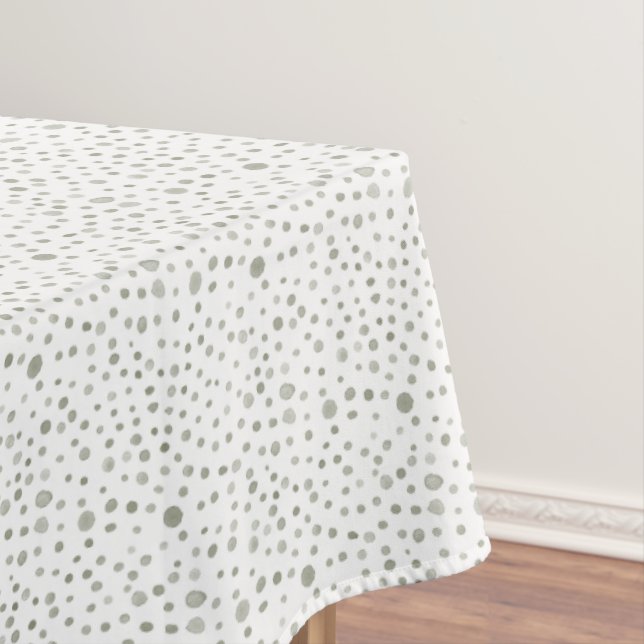 Sage Confetti Watercolor Dots Table Cloth (In Situ)
