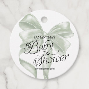 Sage Coquette Bow Baby Shower Favour Tags