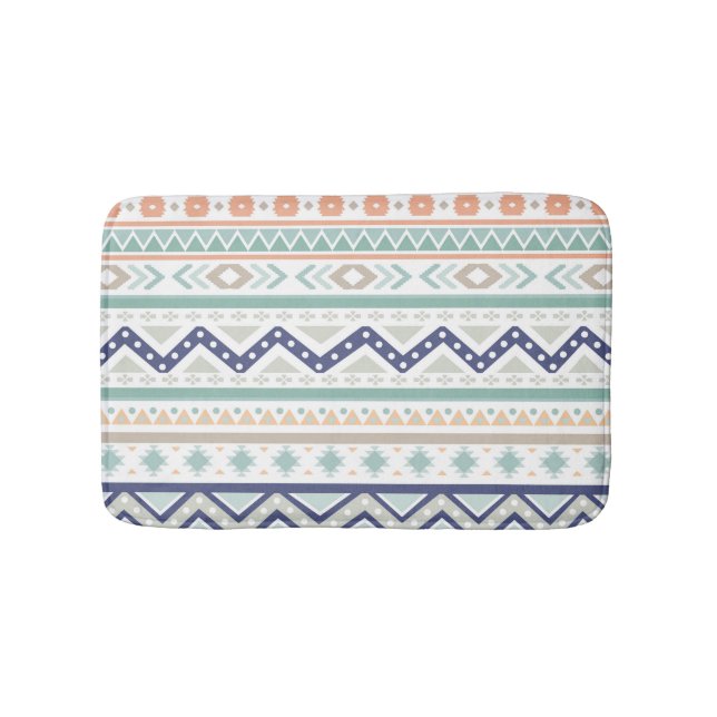 Sage & Coral Native American Pattern Bath Mat (Front)