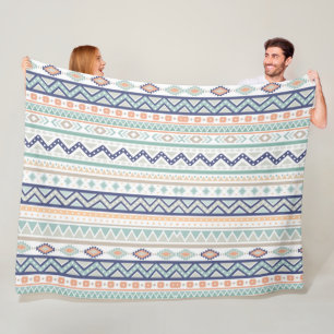 Sage & Coral Native American Pattern Fleece Blanket