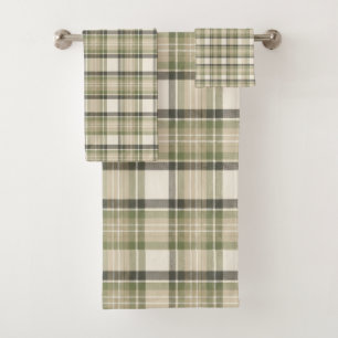 Sage Cottage Sage Green Tartan Plaid Bath Towel Set