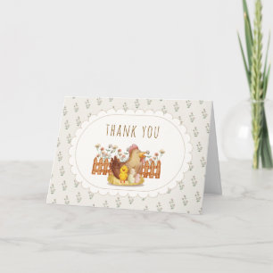 Sage Cottagecore Chicken Floral Baby Shower Thank You Card
