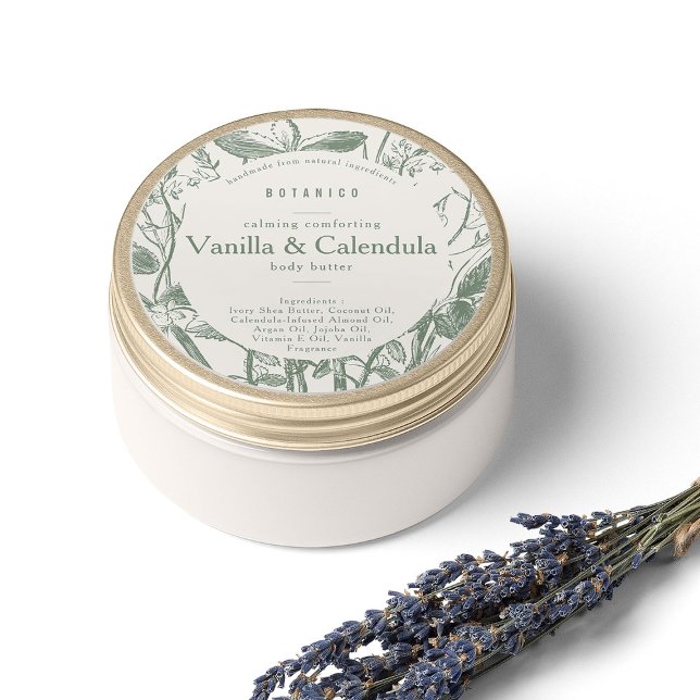 Sage Cream Botanical Floral Modern Simple Product Classic Round Sticker (Creator Uploaded)