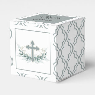 Sage Cross on Quatrefoil Party Favour Box